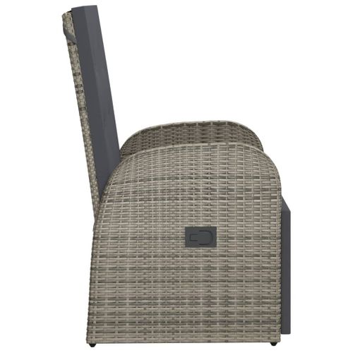 Chaise De Jardin Inclinable - Fauteuil D'extérieur Et Coussin Résine Tressée Gris A227