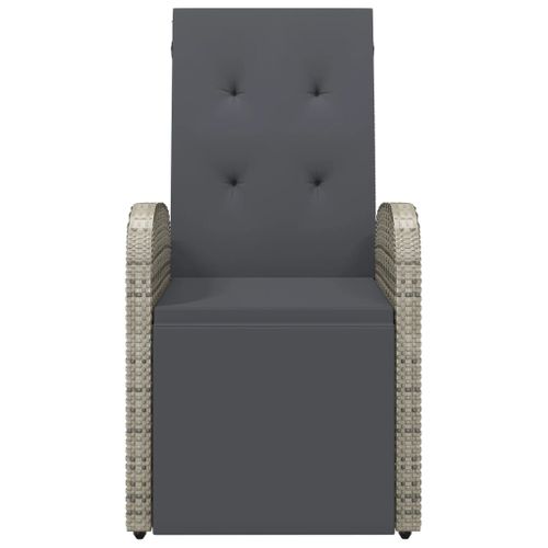 Chaise De Jardin Inclinable - Fauteuil D'extérieur Et Coussin Résine Tressée Gris A227