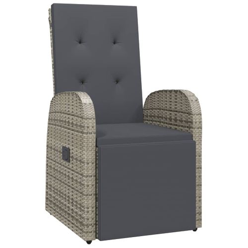 Chaise De Jardin Inclinable - Fauteuil D'extérieur Et Coussin Résine Tressée Gris A227