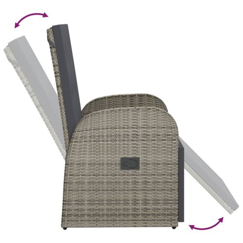 Chaise De Jardin Inclinable - Fauteuil D'extérieur Et Coussin Résine Tressée Gris A227