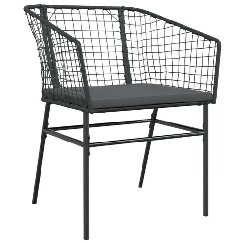 Lot De 2 Chaises De Jardin - Fauteuils D'extérieur Avec Coussins Noir Résine Tressée A330