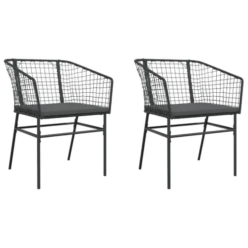 Lot De 2 Chaises De Jardin - Fauteuils D'extérieur Avec Coussins Noir Résine Tressée A330