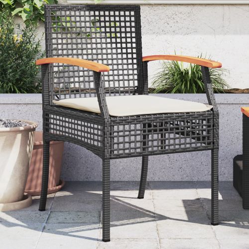 Lot De 2 Chaises De Jardin - Fauteuils D'extérieur Avec Coussins Noir Résine Tressée Acacia A331