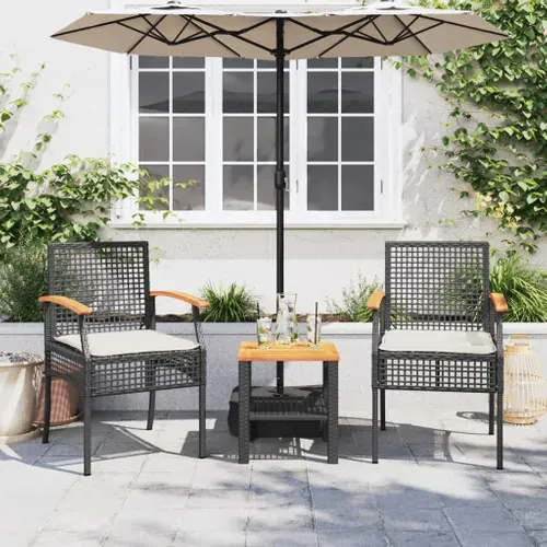 Lot De 2 Chaises De Jardin - Fauteuils D'extérieur Avec Coussins Noir Résine Tressée Acacia A331