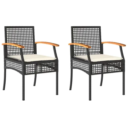 Lot De 2 Chaises De Jardin - Fauteuils D'extérieur Avec Coussins Noir Résine Tressée Acacia A331
