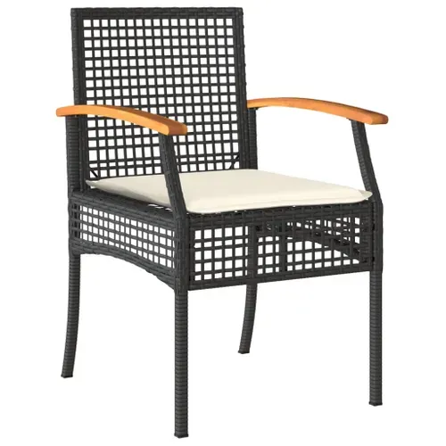 Lot De 2 Chaises De Jardin - Fauteuils D'extérieur Avec Coussins Noir Résine Tressée Acacia A331