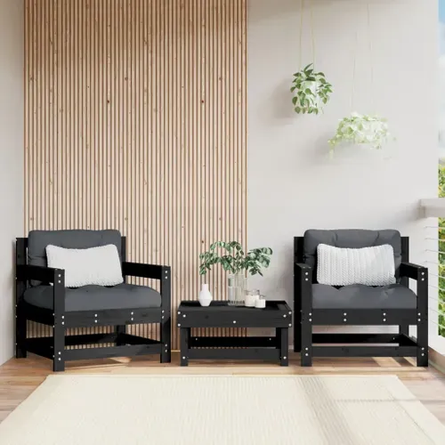 Lot De 2 Chaises De Jardin - Fauteuils D'extérieur Noir Bois Massif De Pin A358