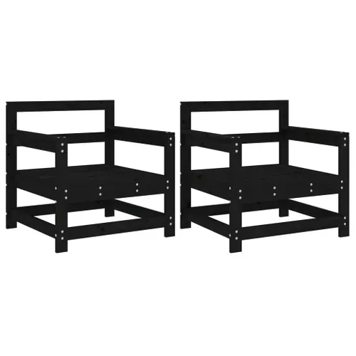 Lot De 2 Chaises De Jardin - Fauteuils D'extérieur Noir Bois Massif De Pin A358