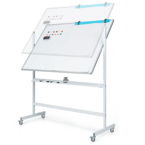 Tableau Blanc Mobile Magnétique Double Face Quadrillé, 120x90cm Tableau Réversible