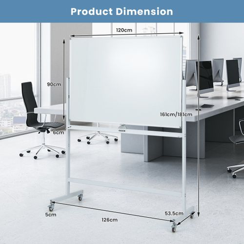 Tableau Blanc Mobile Magnétique Double Face Quadrillé, 120x90cm Tableau Réversible