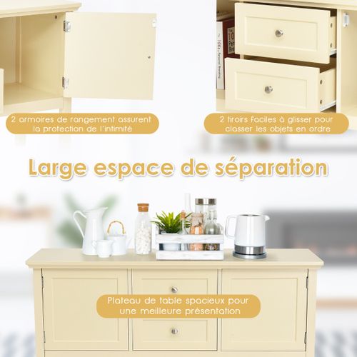 Console Buffet En Bois – 2 Tiroirs, 2 Placards Et étagère – Table Basse