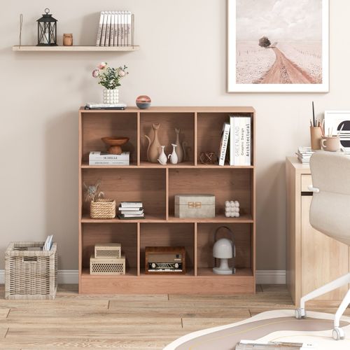 Bibliothèque, Étagère, Meuble De Rangement à 8 Cubes Autoportant à 3 Niveaux Bois 100 Cm Naturel