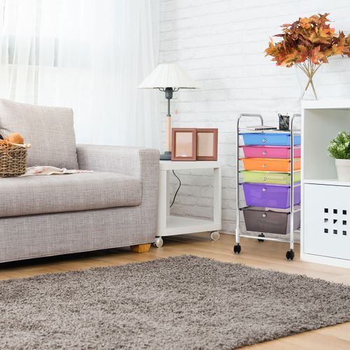 Desserte De Cuisine Chariot De Rangement Roulant 6 Tiroirs Amovibles 32,5x37x74,5cm Multicolore