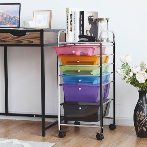 Desserte De Cuisine Chariot De Rangement Roulant 6 Tiroirs Amovibles 32,5x37x74,5cm Multicolore