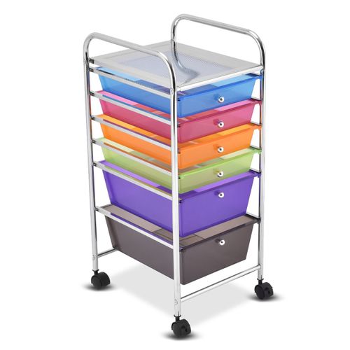 Desserte De Cuisine Chariot De Rangement Roulant 6 Tiroirs Amovibles 32,5x37x74,5cm Multicolore