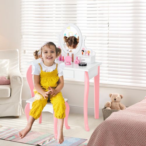 Ensemble de Coiffeuse pour Enfants avec Miroir Eclairé