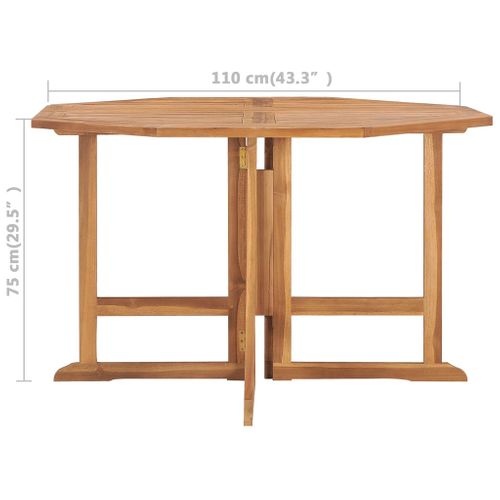 Table De Jardin Pliable Table Extérieure - 110x110x75 Cm Teck Massif Fr85962