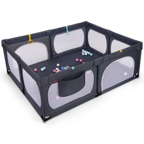 Omesiry Parc Bebe 127x127CM, Avec Tapis Enfant Et 4 Anneaux Pour Bébé, Parc Bebe Pliable Parc