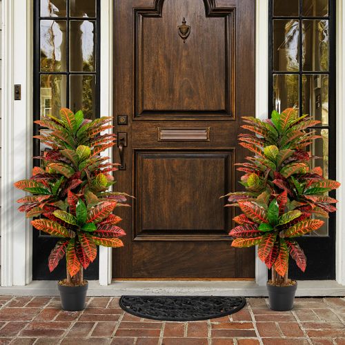 Plante Artificielle De Croton De 100 Cm Fausse Plante De Croton Feuilles Panachées Colorées