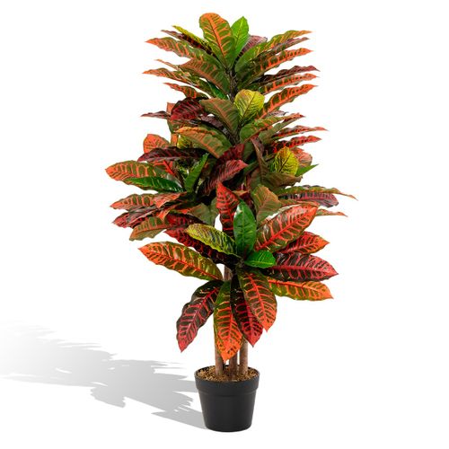 Plante Artificielle De Croton De 100 Cm Fausse Plante De Croton Feuilles Panachées Colorées