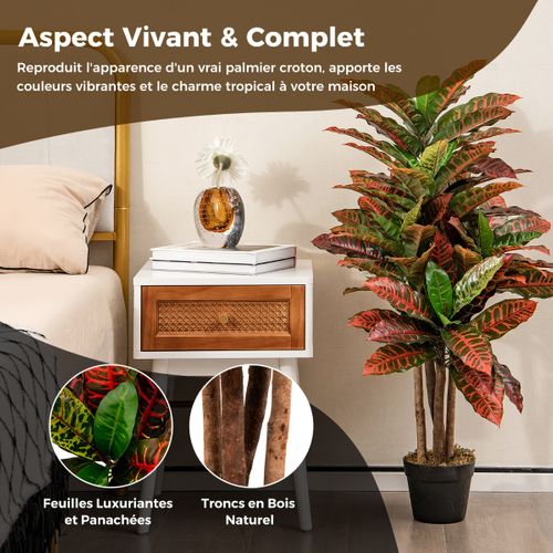 Plante Artificielle De Croton De 100 Cm Fausse Plante De Croton Feuilles Panachées Colorées