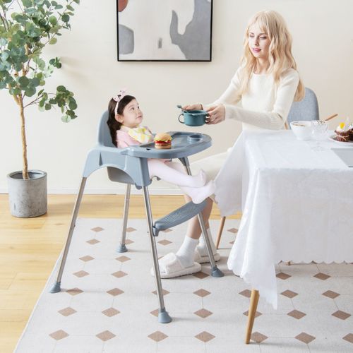 4 En 1 Chaise Haute Bébé Convertible Avec Plateau Double Amovibleetharnais De Sécurité à 3 Points