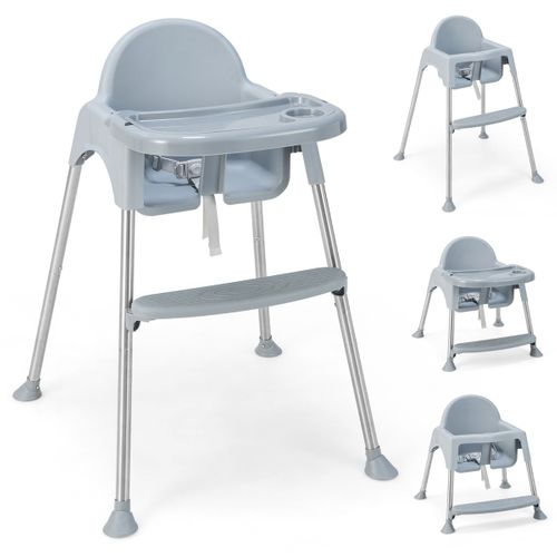 4 En 1 Chaise Haute Bébé Convertible Avec Plateau Double Amovibleetharnais De Sécurité à 3 Points