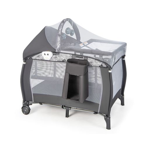 Lit De Voyage Bébé 3-en-1 Parc Pliable Portable Avec Table à Langer Baldaquin Et Moustiquaire