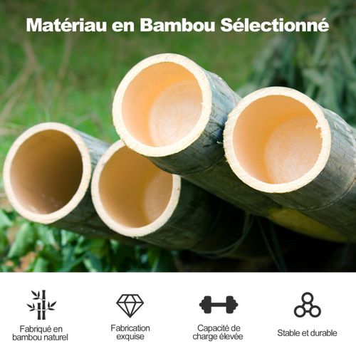 Lot De 2 Tabourets De Bar Pliants En Bambou Tabouret Haut Chaise Bar Bistro Avec Repose-pieds