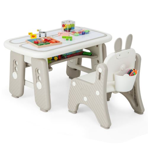 Table Et Chaises Enfant LALAHO Avec Formes D'animaux (lapin, Ours) - Bureau En Bois Pour Chambre Ou Garderie