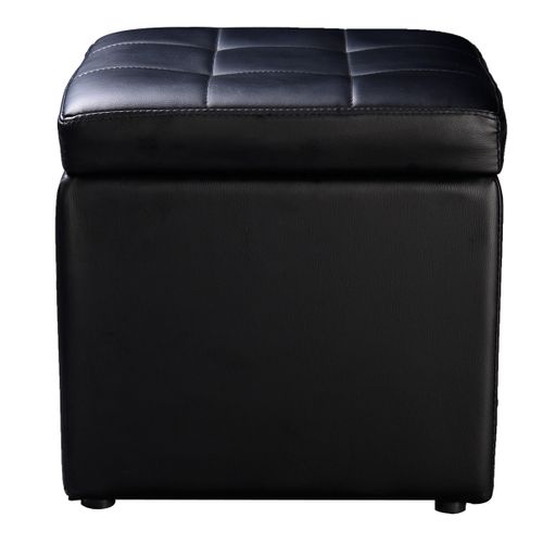Tabouret Pouf Coffre Boîte De Rangement Repose-pied Ottoman Espace De Stockage Cuir Pu