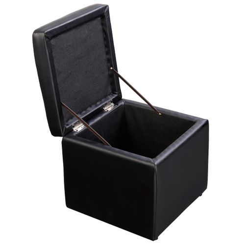 Tabouret Pouf Coffre Boîte De Rangement Repose-pied Ottoman Espace De Stockage Cuir Pu