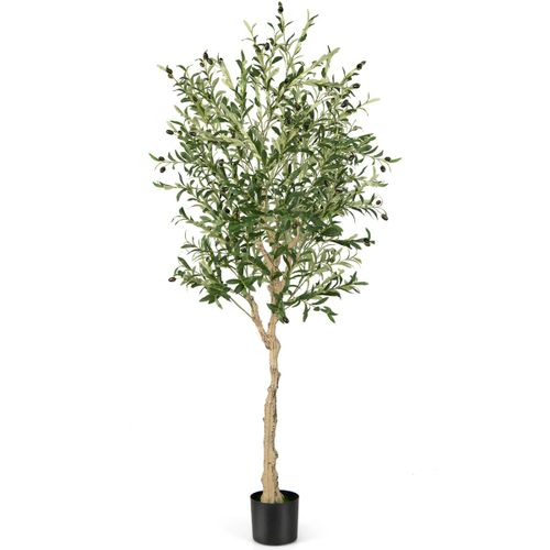 2 Plantes Artificielles Fausse Olivier En Pot H-182 Cm Feuilles En Soie Décoration Pour Intérieur