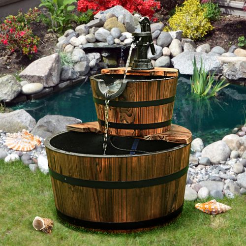 Fontaine De Jardin Fontaine En Cascade Avec Pompe 2 Etages Ecoulement D’eau Ajustable