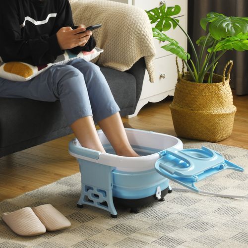 Masseur Pieds Bain De Pieds Thalasso Balnéothérapie Avec Télécommande Cuve Repliable Lumière Rouge
