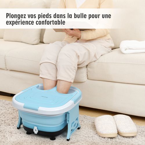Masseur Pieds Bain De Pieds Thalasso Balnéothérapie Avec Télécommande Cuve Repliable Lumière Rouge