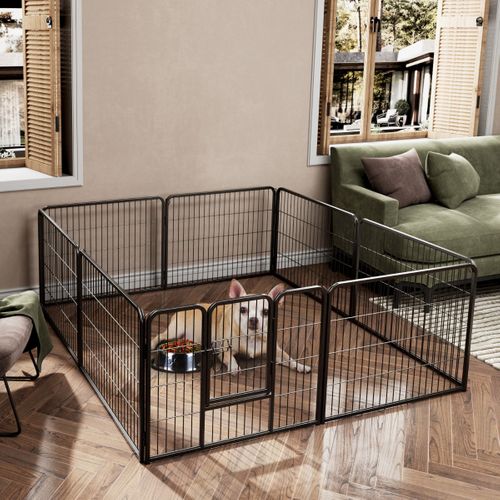 Enclos Pour Chiens 8 Panneaux Hauteur De 60cm Pour Chiot Animaux Parc Portable Pliable Avec Porte
