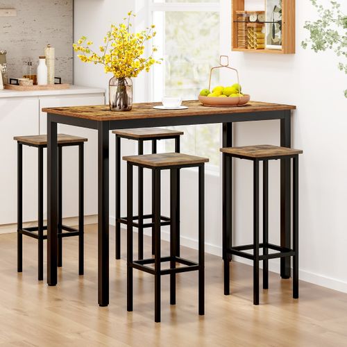 Lot De 4 Tabourets De Bar De 72 Cm De Haut Sans Dossier Avec Pieds En Métal Repose-pieds