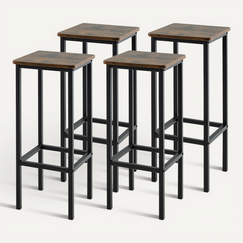 Lot De 4 Tabourets De Bar De 72 Cm De Haut Sans Dossier Avec Pieds En Métal Repose-pieds