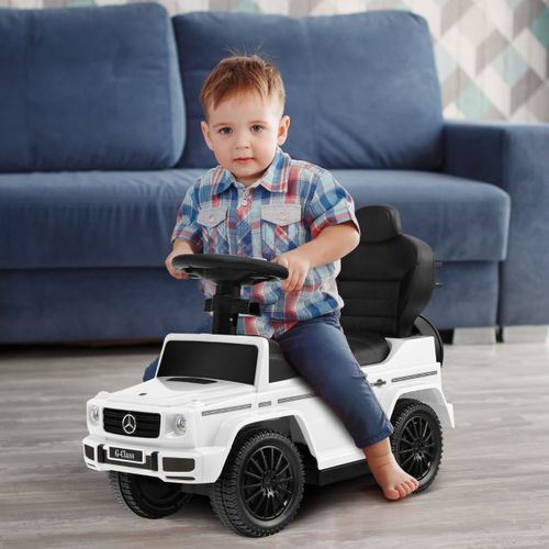 Voiture à Pousser Pour Enfant Sous Licence Poussette Pour Tout-petit Avec Auvent Réglable Blanc