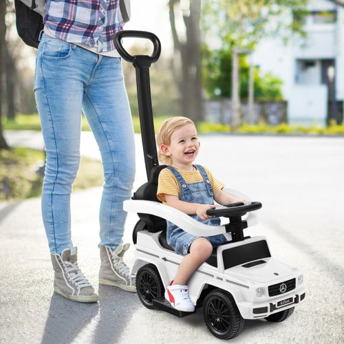 Voiture à Pousser Pour Enfant Sous Licence Poussette Pour Tout-petit Avec Auvent Réglable Blanc