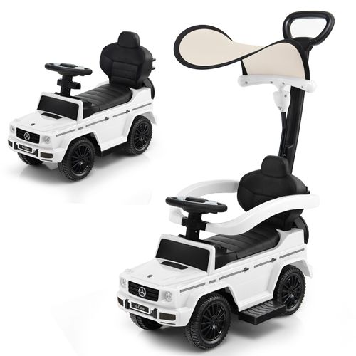 Voiture à Pousser Pour Enfant Sous Licence Poussette Pour Tout-petit Avec Auvent Réglable Blanc