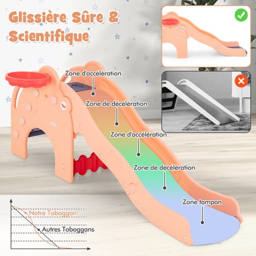 Toboggan De Jeu Pour Enfants En Forme D'éléphant Toboggan 4 En 1 Avec Panier