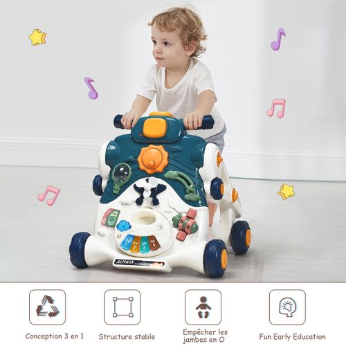 3 En 1 Trotteur Pousseur Pour Enfants Avec Lumière Et Musique Développement De L'intelligence