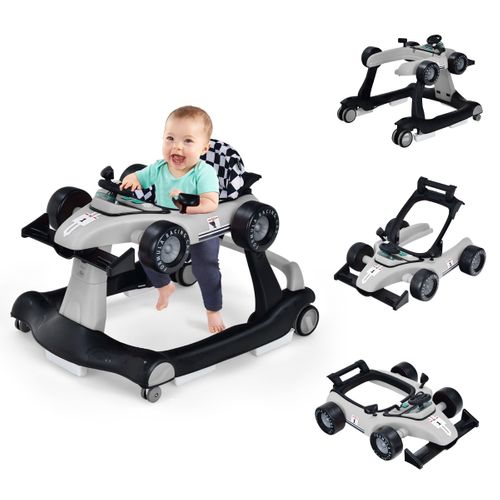 Trotteur Pliable 4 En 1 Pousseur Hauteur Et Vitesse Réglables Boîte à Musique Avec Lumière Volant