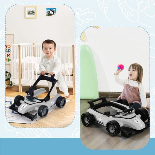 Trotteur Pliable 4 En 1 Pousseur Hauteur Et Vitesse Réglables Boîte à Musique Avec Lumière Volant