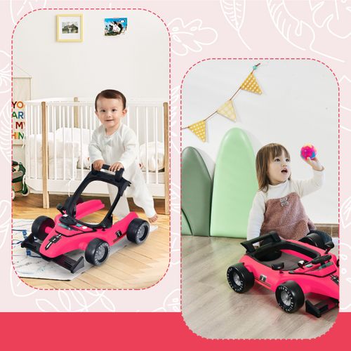 Trotteur Pliable 4 En 1 Pousseur Hauteur Et Vitesse Réglables Boîte à Musique Avec Lumière Volant
