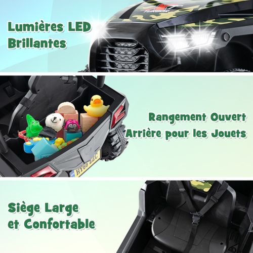Véhicule Buggy 24 V Pour Enfants Télécommande 3 Vitesses 2 Suspensions à Ressort Noiretgris