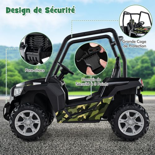 Véhicule Buggy 24 V Pour Enfants Télécommande 3 Vitesses 2 Suspensions à Ressort Noiretgris
