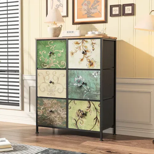 Rangement De Chambre, Structure En Métal, 6 Tiroirs, Multicolore
